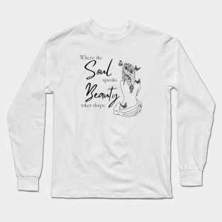 Soul Whispers - Minimalist Line Art Beauty Illustration Long Sleeve T-Shirt